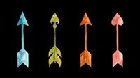 Colorful decorative arrows with feathered fletching in teal, olive, orange, and coral isolated on transparent background. Ready for t-shirt designs, clipart, stickers, and print-on-demand products.