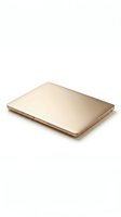 Closed gold laptop isolated on white background, ready for design use on marketing materials, tech websites, and product presentations.