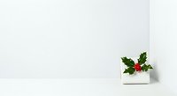 Isolated white envelope with holly leaves and red berries on neutral background, ready for holiday greeting card design, festive stationery, and seasonal marketing materials.