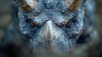 Close up portrait of prehistoric dinosaur face with amber eyes and textured scaly skin, dramatic lighting creates mysterious atmosphere for natural history designs.