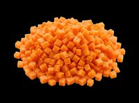 Diced orange cheddar cheese cubes isolated on transparent background, ready for clipart, print-on-demand, sublimation, t-shirt designs, stickers, and digital crafts.