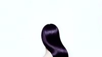 Long dark purple hair flowing against white background, isolated for design use on apparel, graphics, and digital projects.