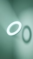 White oval ring with shadow on soft teal gradient background, isolated design element suitable for web, app interfaces, branding, and graphic design projects.