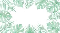 Tropical foliage frame with green palm and monstera leaves arranged on white isolated background, ready for design projects and layouts.