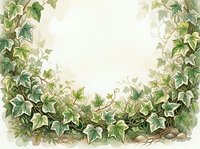 Climbing ivy vines with green and variegated leaves frame a light neutral background, creating an elegant botanical border suitable for invitations, cards, and design layouts.