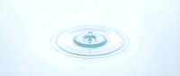 Water droplet creating concentric ripples on a light blue surface, isolated on white background for design and editorial use.