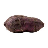 Raw purple sweet potato isolated on white background, ready for culinary, nutrition, and food photography projects.