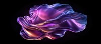 Flowing abstract silk fabric in purple and blue colors with smooth waves and folds against black background, creating ethereal luminous effect.