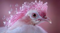 Elegant white bird with crystalline crown feathers against soft pink background. Fantasy avian creature with ornate plumage for luxury design projects.