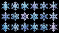 Set of blue watercolor snowflakes isolated on transparent background, ready for Christmas clipart, stickers, T-shirt design, sublimation, and print on demand projects.