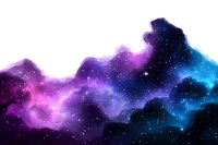 Cosmic nebula with vibrant purple and blue colors against black space background, featuring glowing stars and ethereal cloud formations. Suitable for astronomy designs.