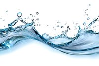 Dynamic water splash with flowing waves and bubbles on white background for refreshing beverage and hydration concepts.