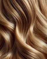 Luxurious blonde hair with golden highlights flowing in soft waves, showcasing natural texture and shine for beauty and haircare concepts.