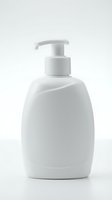 Blank white pump bottle isolated on white background, ready for cosmetic, skincare, or hygiene product branding and packaging design mockups.
