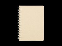 Spiral-bound notebook with cream-colored pages and metal coil binding, isolated on transparent background. Ready for clipart, print-on-demand, sublimation, stickers, and design projects.