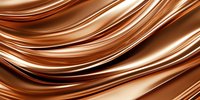 Smooth flowing waves of liquid copper metal create luxurious abstract background pattern with glossy reflective surface and rich bronze tones. For luxury design projects.
