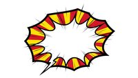 Comic book explosion burst with red and yellow colors on white background for graphic design projects and pop art illustrations.
