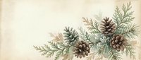 Watercolor pine branches with cones on textured paper background for holiday decorations, Christmas cards, winter botanical illustrations and seasonal design projects.