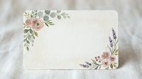 Blank floral greeting card with watercolor roses and lavender sprigs in corners, suitable for weddings, invitations, and stationery design projects.
