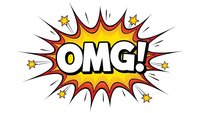 Comic book style OMG exclamation burst with colorful explosion rays and stars on white background isolated for graphic design and print projects.