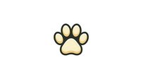 Dog paw print icon with cream-colored pad and dark outline on white background, isolated for graphic design projects.