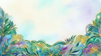 Young woman with South Asian ethnicity, wearing traditional colorful attire, surrounded by ornate floral and botanical elements in watercolor style with peacock feathers and decorative swirls.