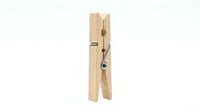 Wooden clothespin isolated on white background, ready for laundry, crafts, and design projects.