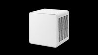Compact white air purifier with ventilation grilles isolated on transparent background, ready for design use in product mockups, e-commerce, print-on-demand, and digital marketing materials.