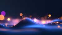 Glowing abstract waves with colorful bokeh lights on dark background create magical atmosphere for modern design projects and presentations.