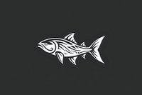 Stylized white tribal fish silhouette on dark background, isolated design element for logos, tattoos and decorative artwork. Clean lines create dynamic movement.