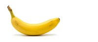 Single ripe yellow banana isolated on white background, ready for food and nutrition design projects, advertising, and culinary content.