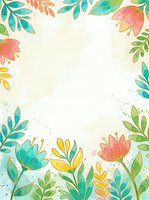 Watercolor floral frame with colorful flowers and leaves on a soft beige background, perfect for greeting cards, invitations, and social media posts.