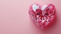 Pink heart-shaped diamond gemstone on soft pink background for Valentine's Day, wedding, engagement, romance and luxury jewelry design concepts.