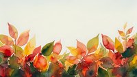 Watercolor autumn leaves border with vibrant red, orange and yellow foliage on neutral background for seasonal designs and fall decorations.