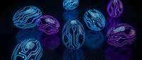 Futuristic digital brain network with glowing blue and purple neural pathways on dark background for technology and artificial intelligence concepts.