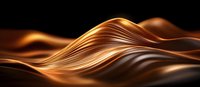 Luxurious golden waves create smooth flowing curves against dark background, abstract metallic surface with silky texture and elegant light reflections for luxury design.