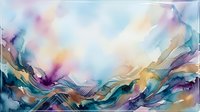 Watercolor mountain landscape with flowing purple, blue, and golden hues blending across layered peaks. Soft, dreamy aesthetic suitable for wall art, backgrounds, and creative design projects.