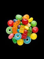 Colorful assorted gummy candies and jelly sweets isolated on transparent background. Ready for clipart, t-shirt design, stickers, print-on-demand products and sublimation projects.