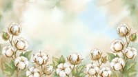 Watercolor cotton flowers border on soft pastel background with copy space, perfect for wedding invitations, greeting cards, and nature-themed designs.