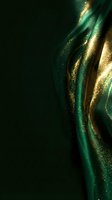 Flowing emerald and gold glitter waves with sparkle effects on dark background. Elegant luxury design element for backgrounds, wallpapers, and premium branding projects.