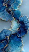 Abstract blue and gold marble texture with organic flowing patterns and metallic veins for luxury design backgrounds and decorative applications.