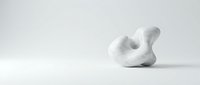 Abstract white sculptural form with organic curves and hollow opening on minimalist background for modern interior design and contemporary art projects.