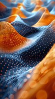 Abstract wavy landscape with orange and blue gradients featuring dotted patterns and smooth flowing curves creates dynamic depth and movement for modern design projects.