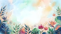 Watercolor botanical frame with colorful flowers and foliage on white background, isolated design element suitable for invitations, greeting cards, and decorative projects.