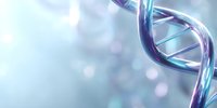 Glowing DNA helix structure on soft blue background with bokeh effect, representing genetic research and biotechnology advancement.