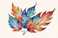 Vibrant watercolor autumn leaves in rainbow gradient colors featuring detailed veins and organic shapes on light background, artistic botanical illustration for seasonal decor.