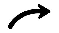 Curved black arrow pointing right on white background isolated for graphic design and presentation use.