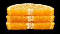 Stacked orange slices cut in half, isolated on transparent background, ready for food design, stickers, print on demand, T-shirts, and clipart projects.