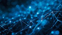 Glowing blue network connections with geometric lines and dots creating futuristic digital pattern on dark background, abstract technology concept for data visualization.