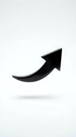 Upward curved arrow symbol isolated on white background, representing growth, success, increase, and positive business trends for financial and corporate design projects.